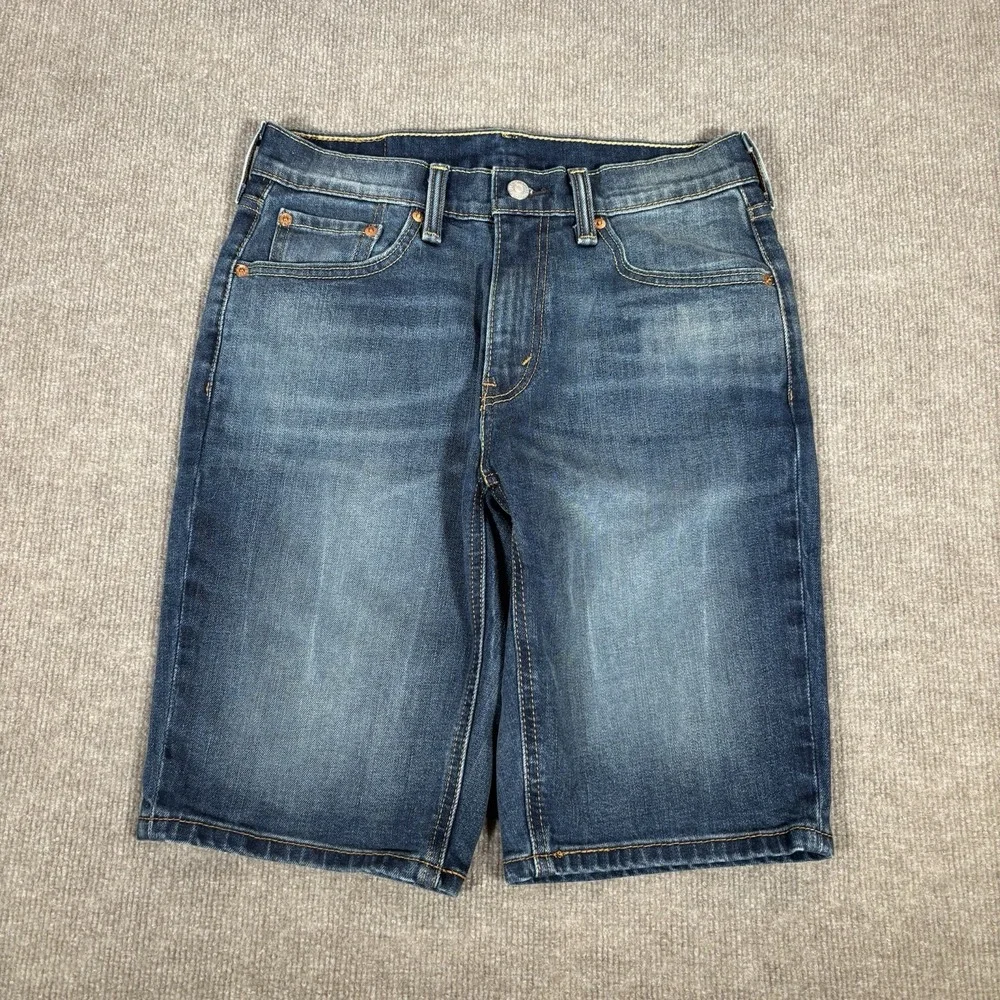 Levis 541 Jean Short Mens 29 Athletic‎ Fit Dark Wash Blue Denim Stretch Faded